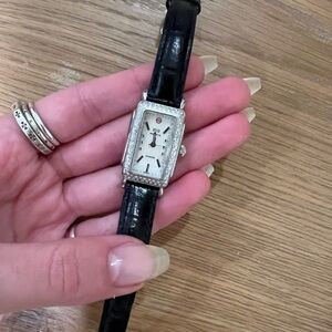 Michelle Silver Watch with Black Strap
